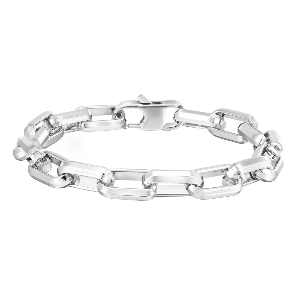 Men's titanium steel bracelet with a square chain design in a choice of gold, black, steel, or retro colour.