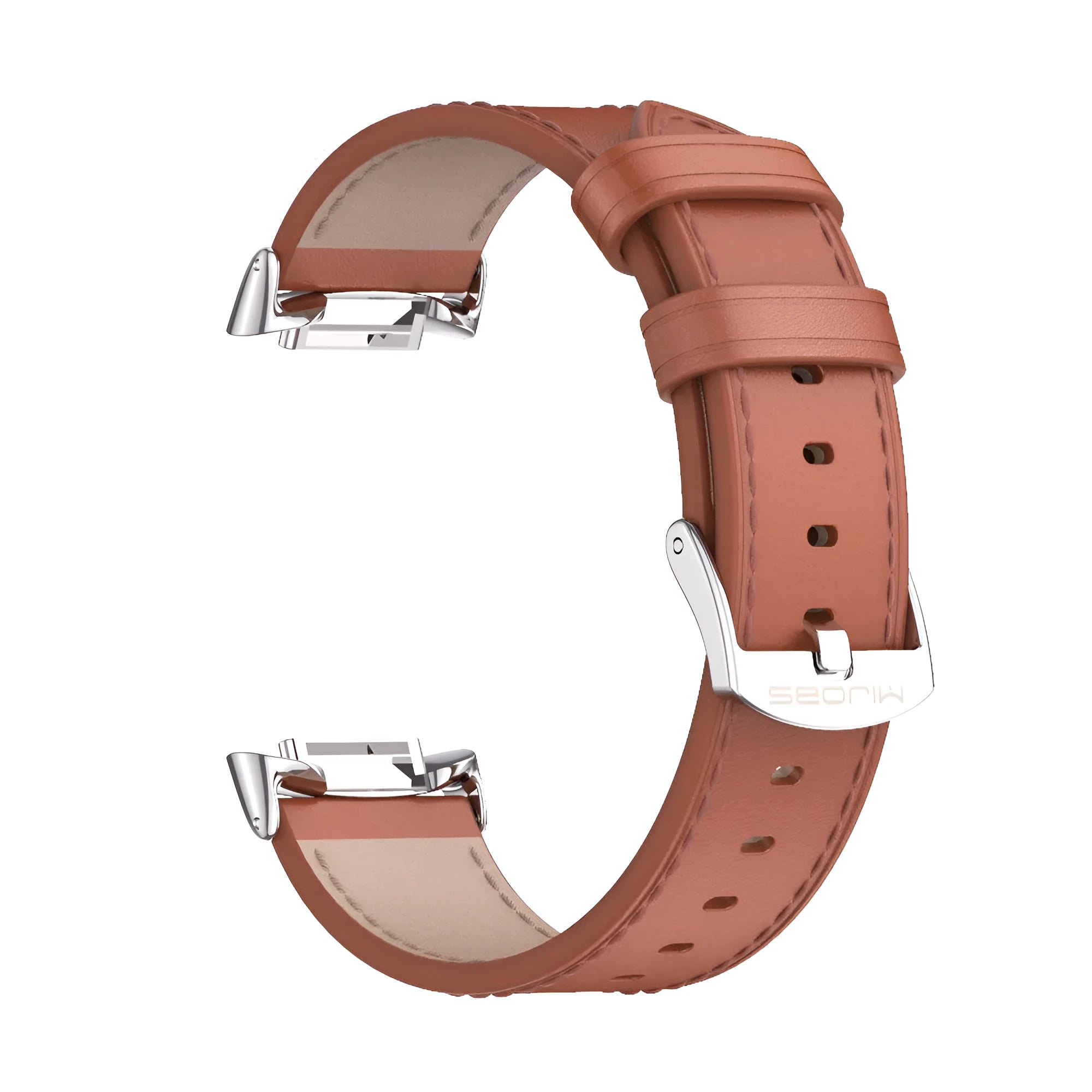 Microfiber leather watch strap for Fitbit Charge 6/5 in black with metal linker