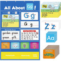 Alphabet learning sleeve table chart with word, letter, and picture cards for toddlers.
