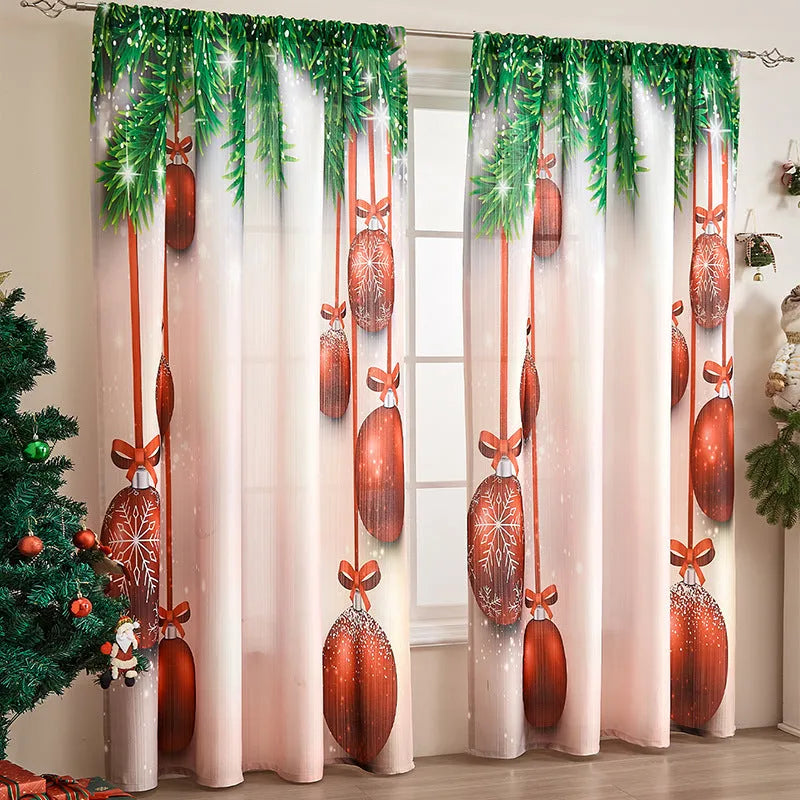 American-style printed rectangular Christmas shading curtain with festive designs on polyester fabric