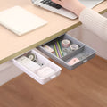 Plastic under desk storage drawer with cover and grid compartments in multiple colour options