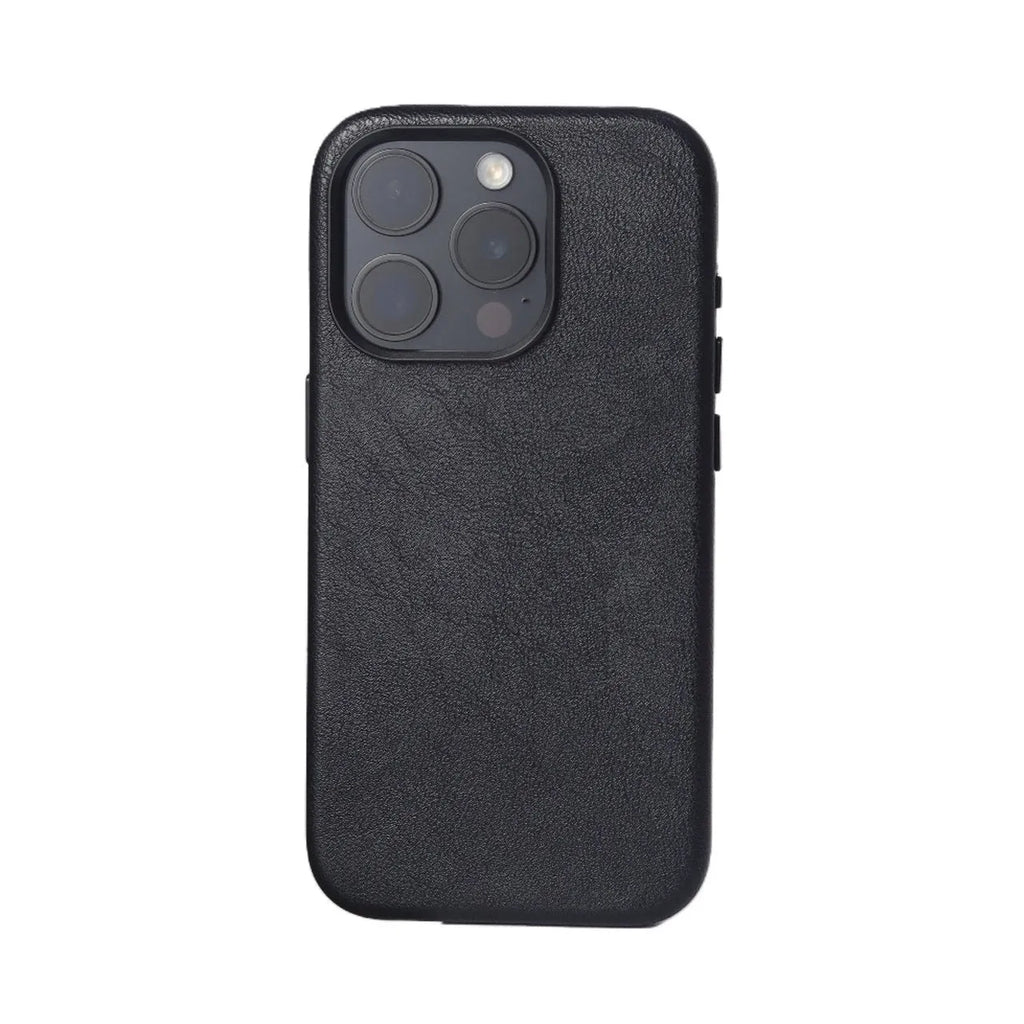 Genuine leather magnetic phone case for iPhone 12–16 series, brown colour, hard case shell