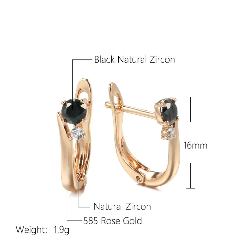 Women's geometric drop earrings with gold-plated copper and artificial gemstone inlays