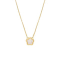 Mother pearl flower necklace with shell-shaped pendant in silver or gold finish