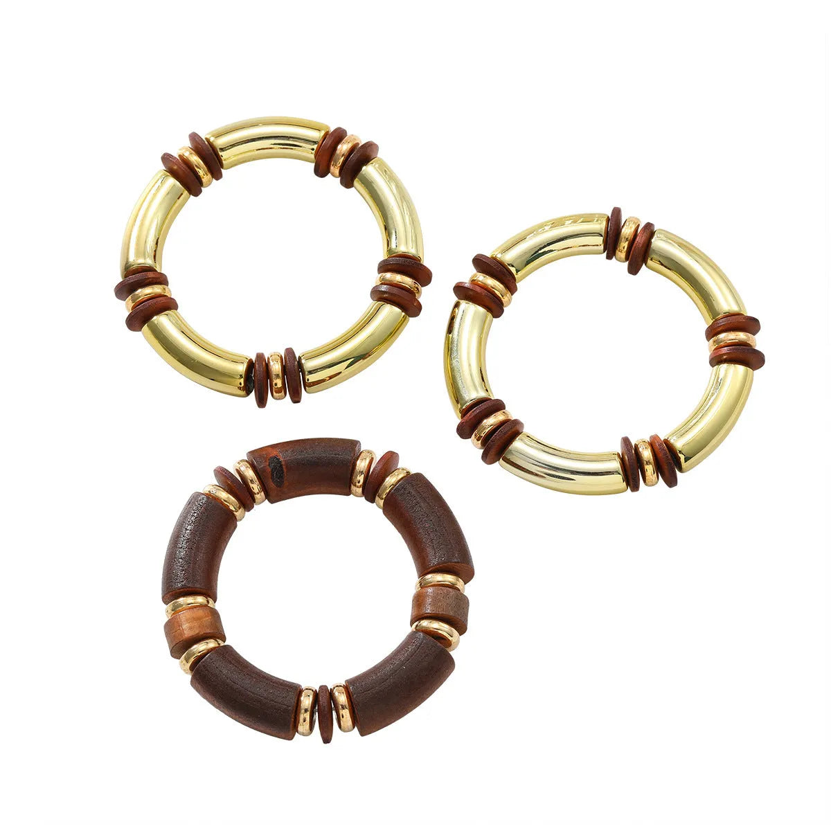 Women's multi-layer wooden necklace and bracelet set with alloy construction in European exaggerated style