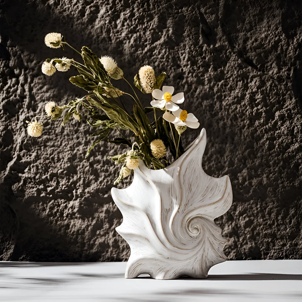 European style ceramic vase with coloured glaze finish and hexagonal base design