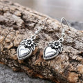 Vintage tarnish old love flower earrings in black alloy geometric shape for women
