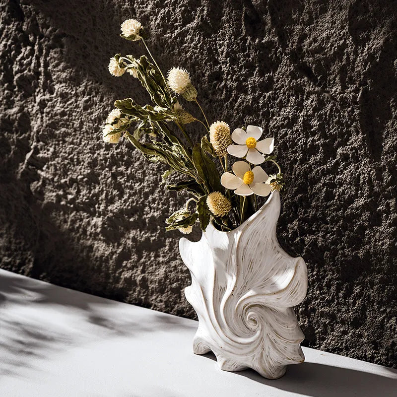 European style ceramic vase with coloured glaze finish and hexagonal base design