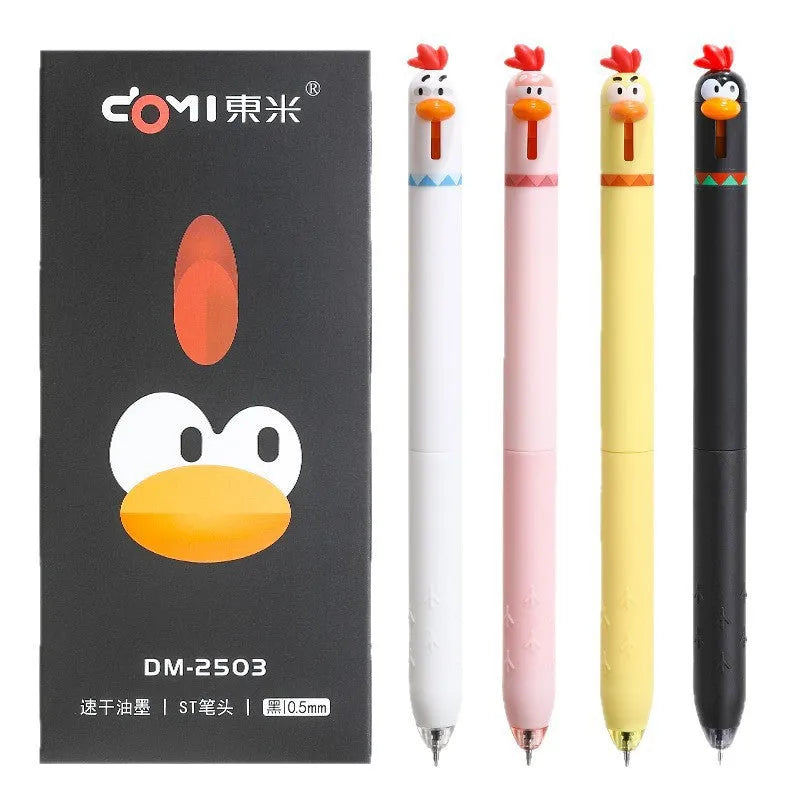Chicken-themed creative decompression gel pen with 0.5mm tip, black colour, plastic shell