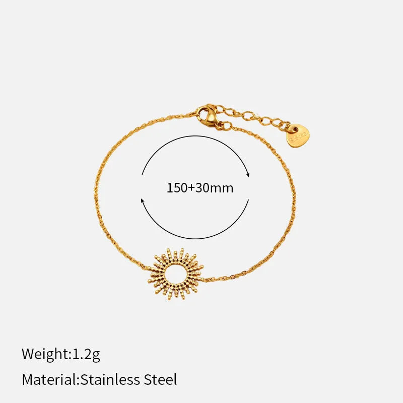 14K gold geometric chain bracelet and necklace set with stainless steel construction