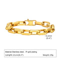Men's titanium steel square chain bracelet in steel, gold, black, and retro colour options.