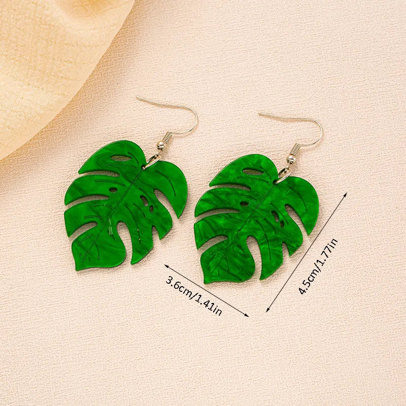 Acrylic drop-shaped coconut artocarpus earrings with alloy hook in one of five colourful styles.