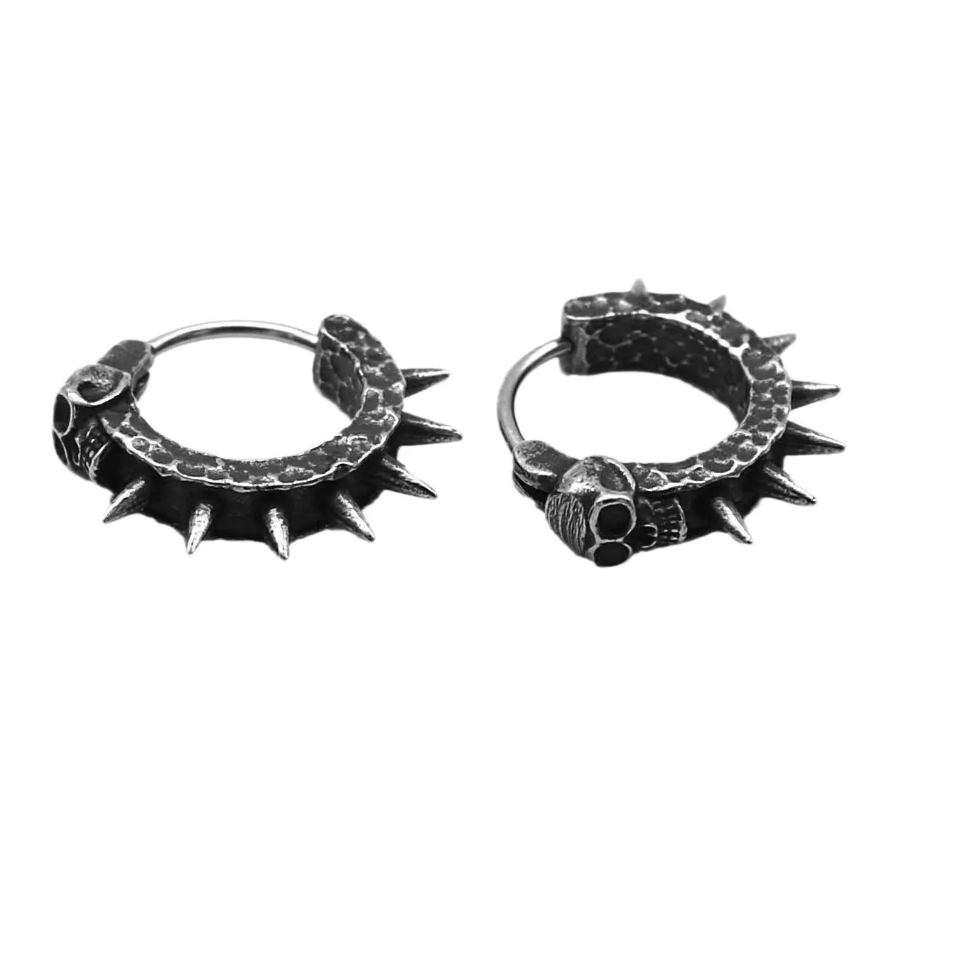 Geometric punk motorcycle earrings in black and copper alloy for men and women