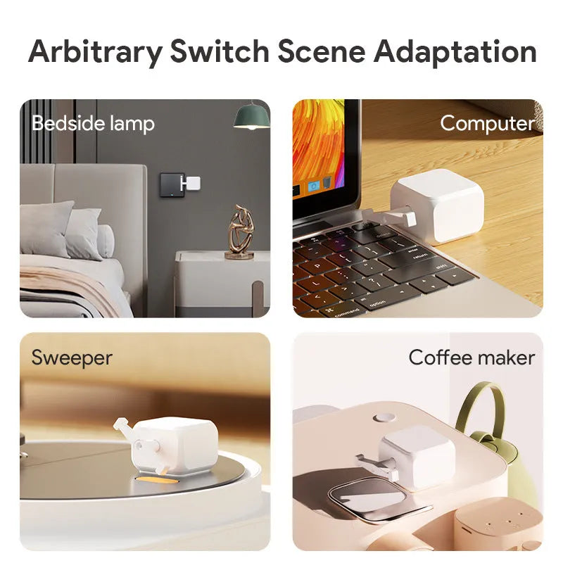 White Bluetooth finger robot remote control with dimensions 53mm by 29mm by 14mm.