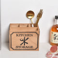 Wooden kitchen storage box with grid dividers for knives, forks and chopsticks