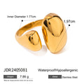 Stainless steel geometric open ring with electroplated metallic finish
