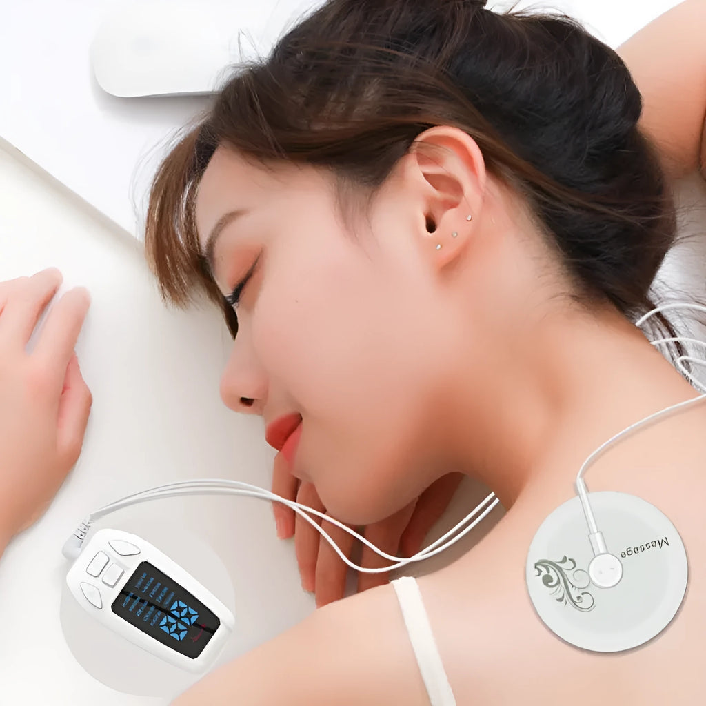 White plastic rechargeable household pulse meridian physiotherapy apparatus with USB charging port