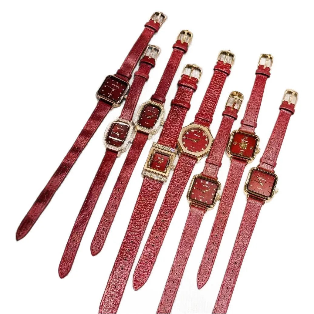 Alloy Chinese style women's wristwatch with 8mm thick case, showing choice of dial designs like octagonal or diamond.