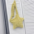 XINGX solid colour plush crossbody bag in black with soft texture and single shoulder strap