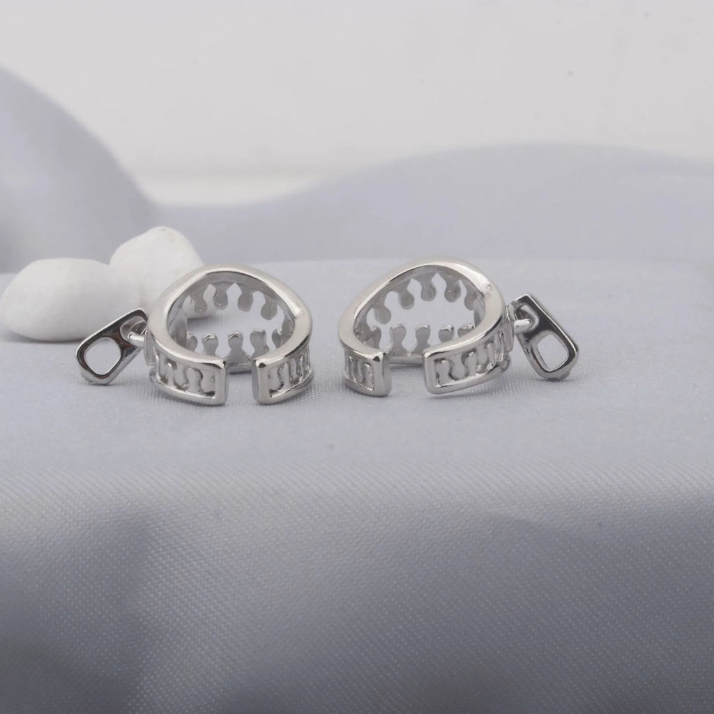 Copper geometric ear bone clip with zipper fastening design in ES862 colour