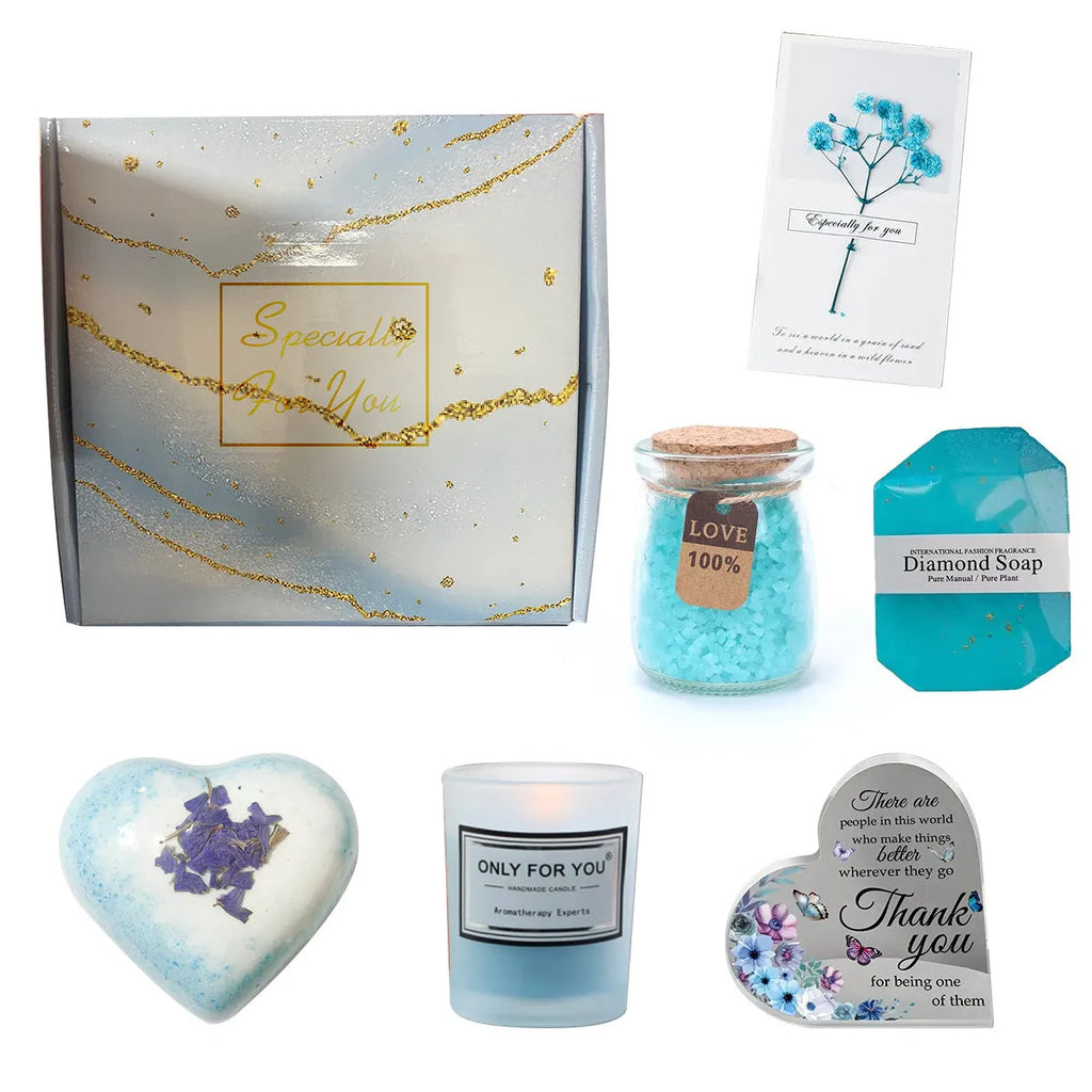 Soy wax aromatherapy candle bath gift box set with modern design and multiple colour options