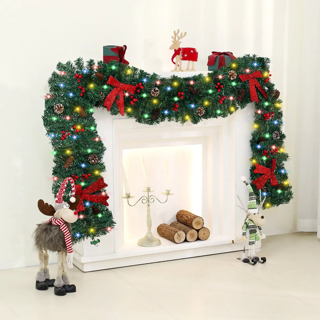 Christmas rattan decorative cane with pine cone bow in European modern art style