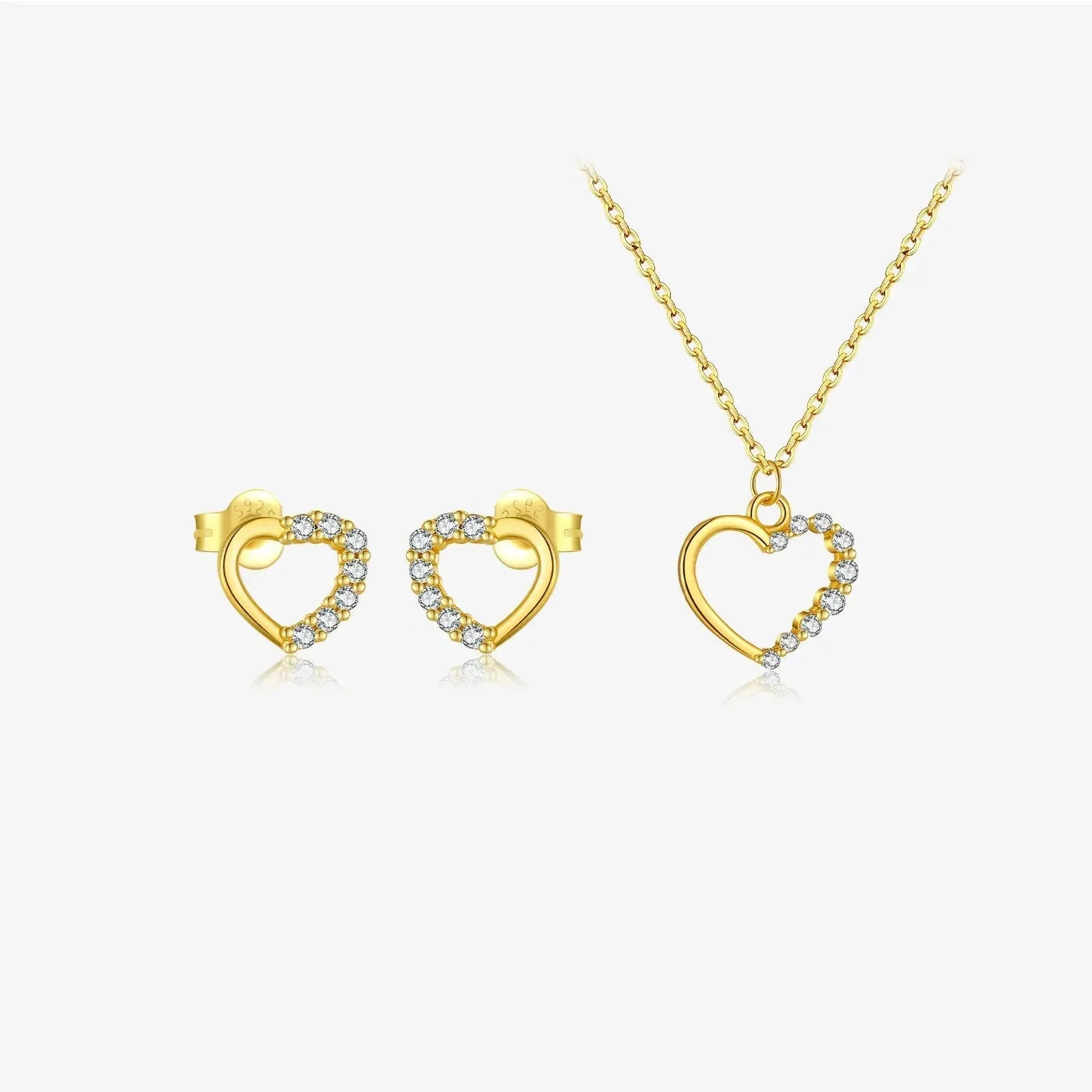 S925 sterling silver hollow heart necklace with choice of gold or platinum plating