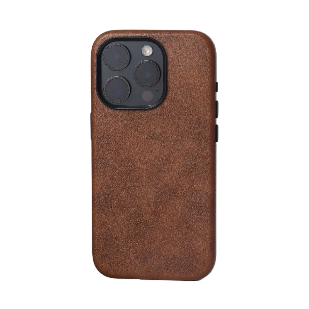 Genuine leather magnetic phone case for iPhone 12–16 series, brown colour, hard case shell
