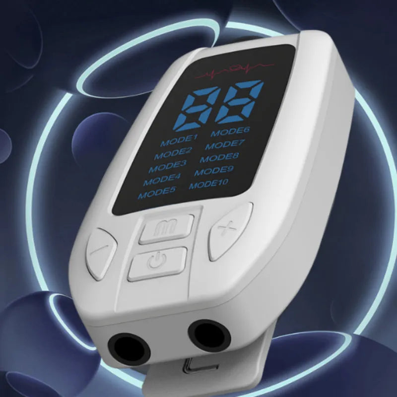 White plastic rechargeable household pulse meridian physiotherapy apparatus with USB charging port