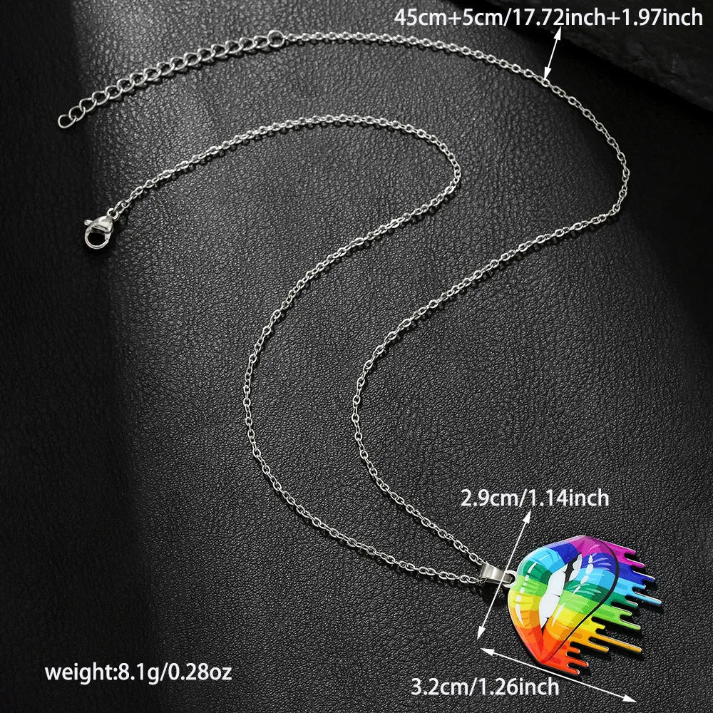 Stainless steel necklace and bracelet set with inspirational colour printing on the pendant and charm.