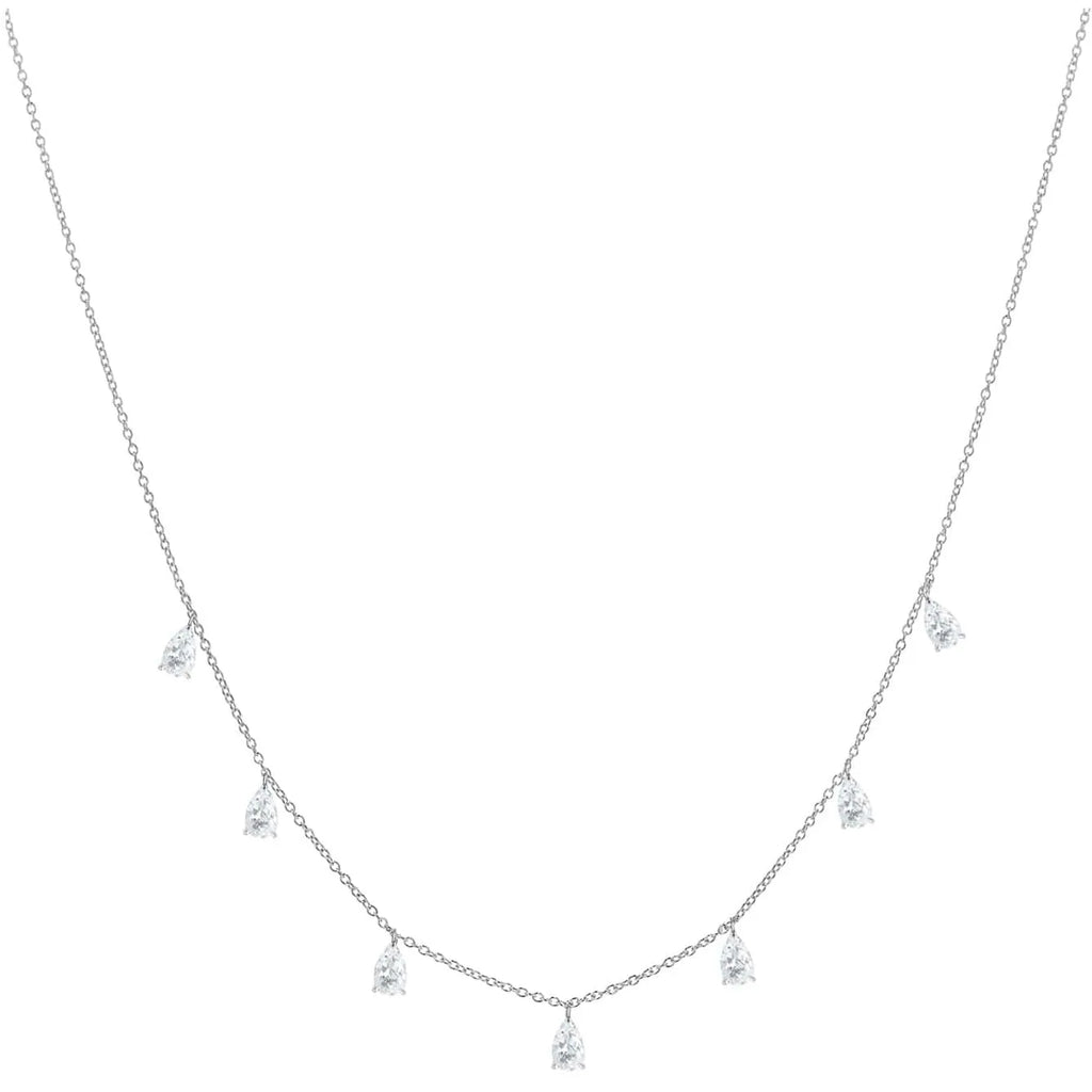 Drop-shaped artificial zircon necklace on an adjustable O-chain in silver, rose gold, or golden yellow finish.