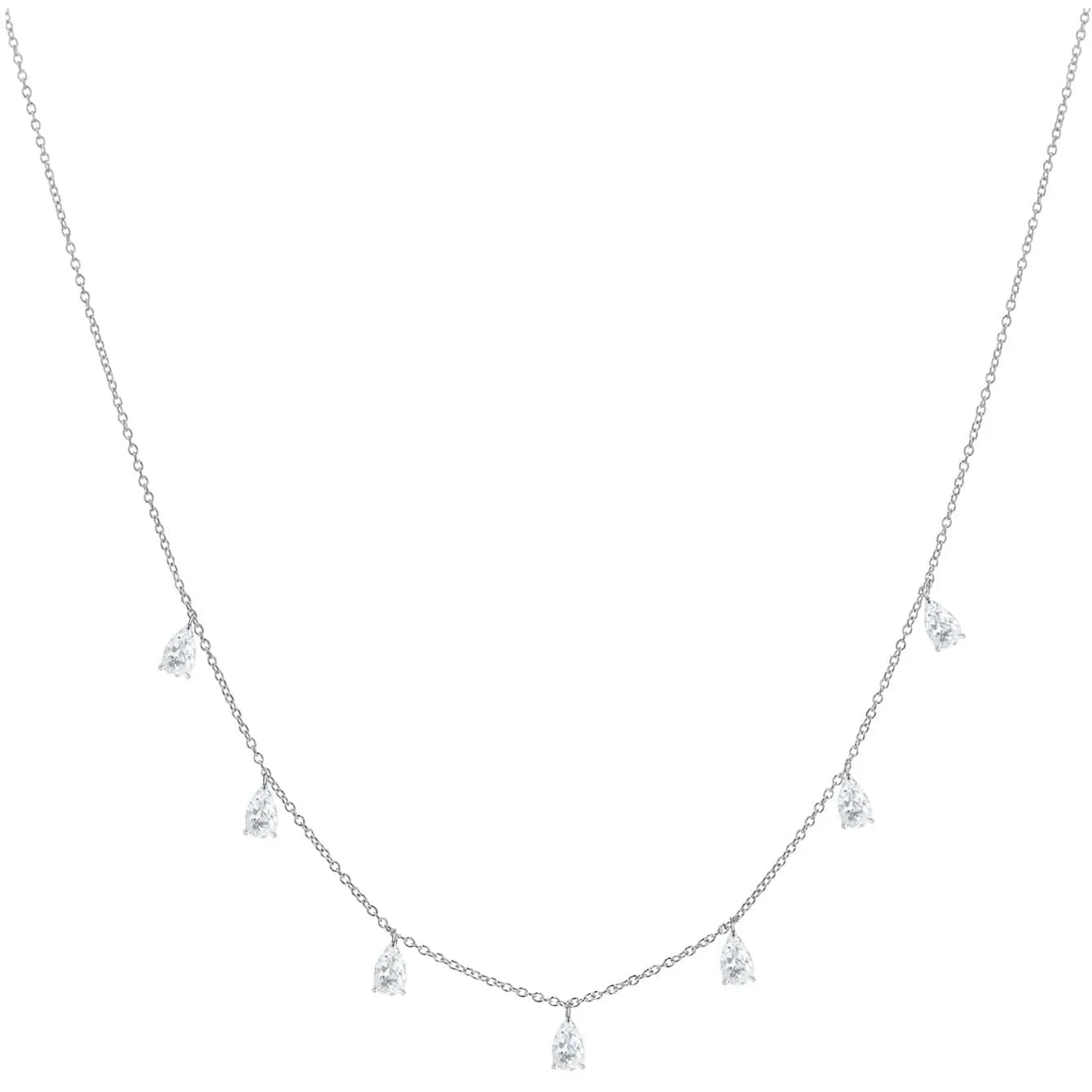 Drop-shaped artificial zircon necklace on an adjustable O-chain in silver, rose gold, or golden yellow finish.
