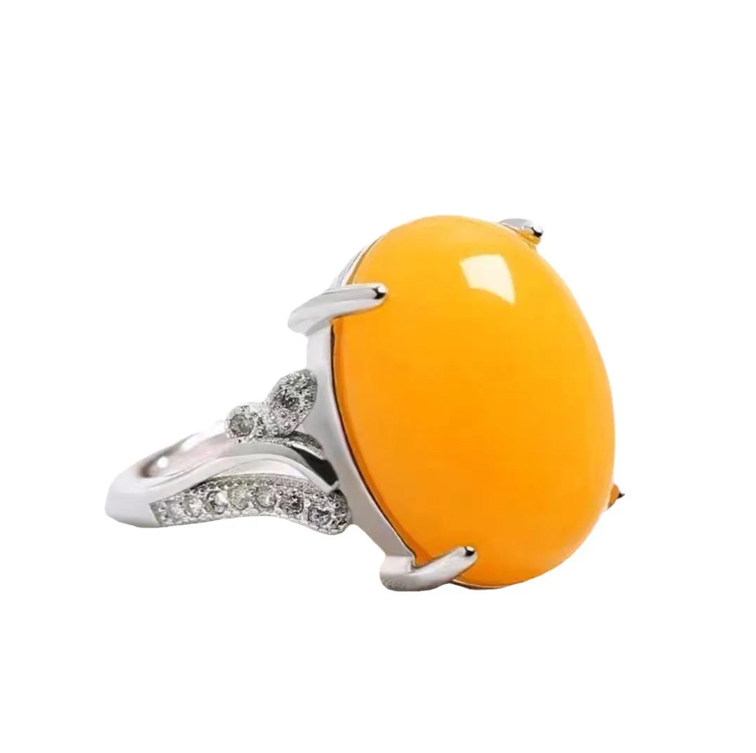 Adjustable geometric ethnic style alloy ring with natural sapphire stones in multiple colour options