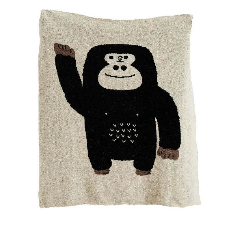 Cartoon knitted velvet pillowcase in black and dark colour face options, polyester cover for bed or sofa