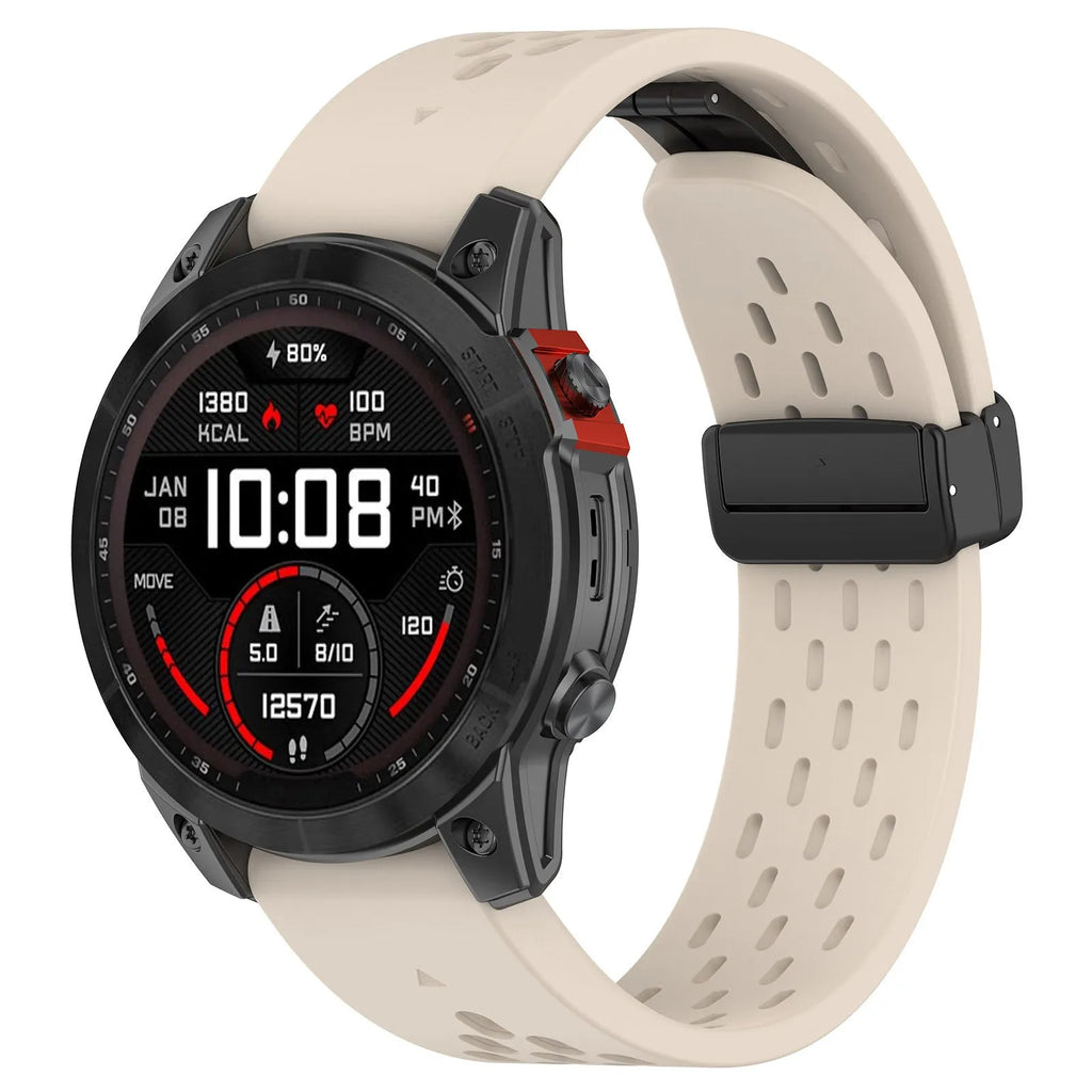 Garmin Fenix quick release watch strap in multiple colours showing quick release pins and included utility knife