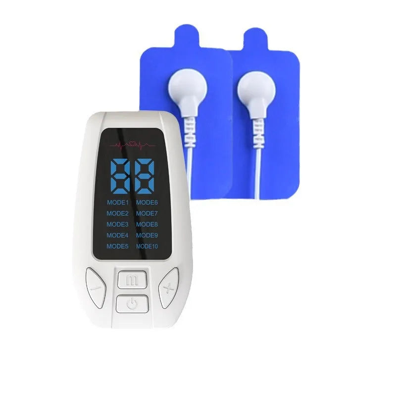 White plastic rechargeable household pulse meridian physiotherapy apparatus with USB charging port