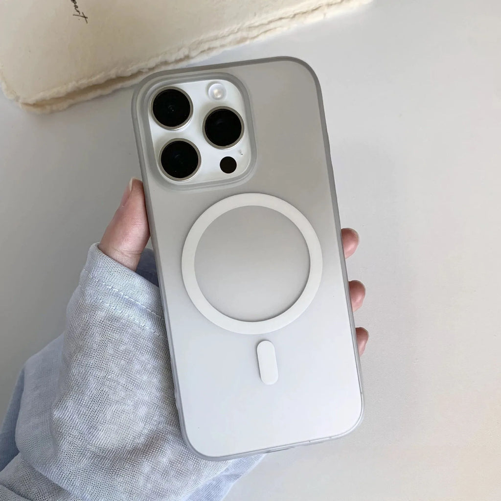 Gradient frosted magnetic suction phone case for iPhone, ultra-thin PC drop-resistant sheath