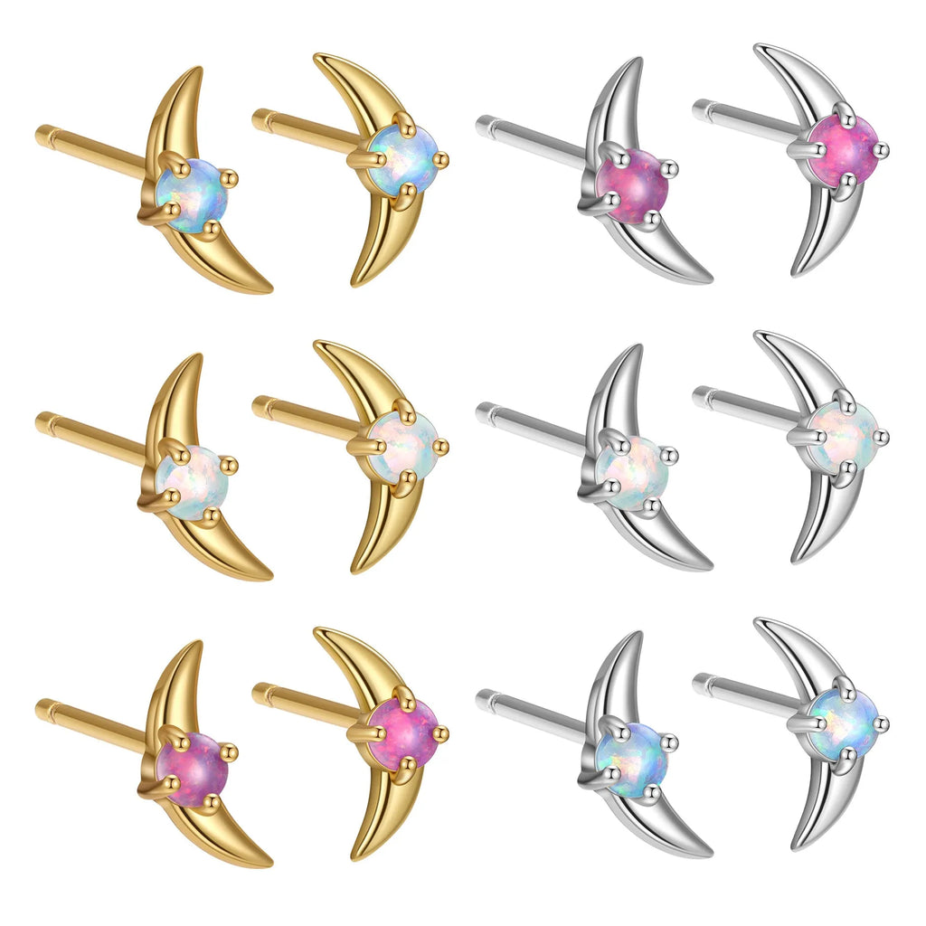 Women's geometric earrings in 925 silver with electroplated finish and coloured stone details