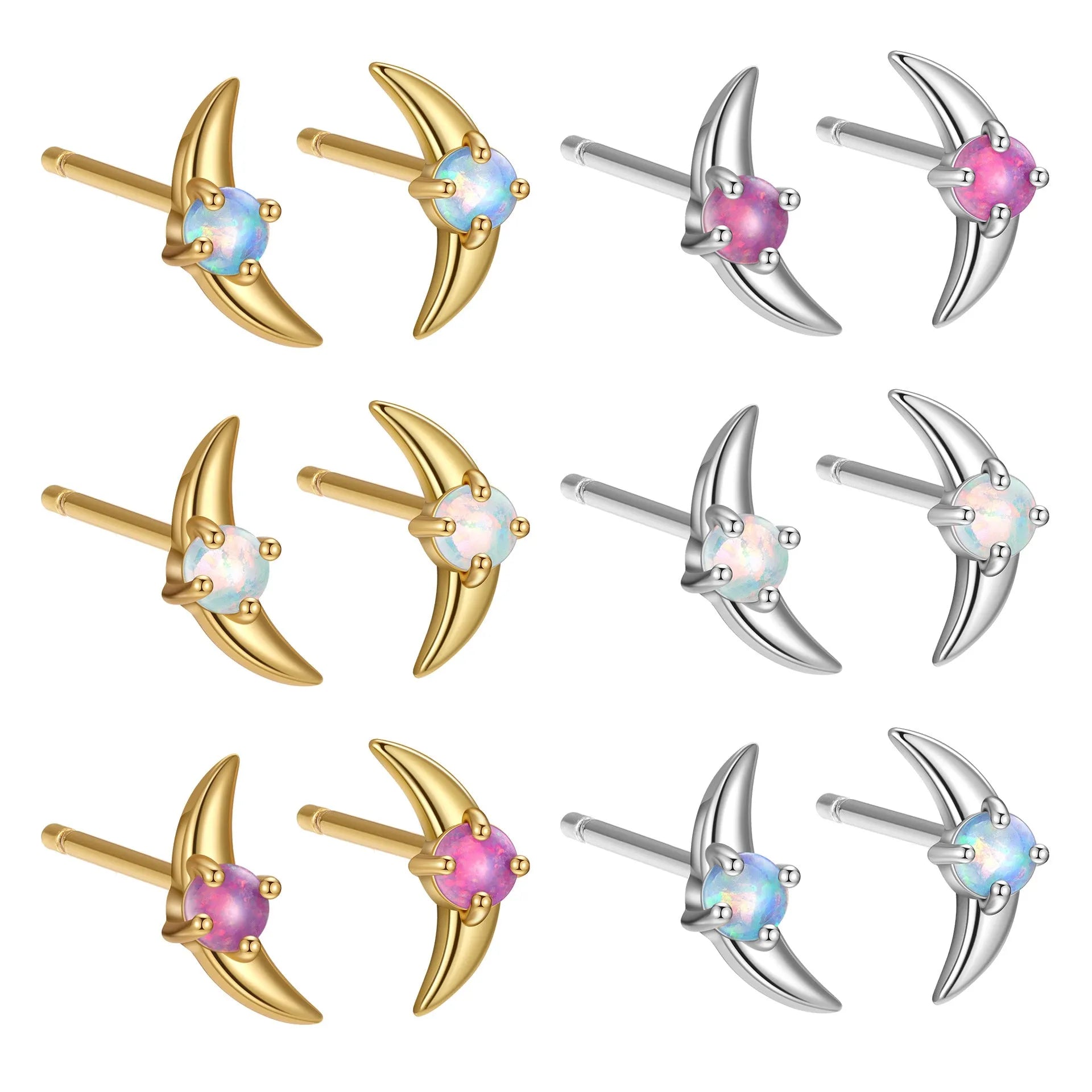 Women's geometric earrings in 925 silver with electroplated finish and coloured stone details
