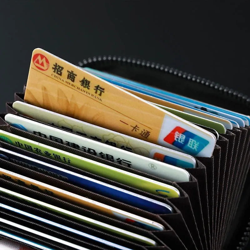 Men's suede card holder anti-degaussing in advanced gray with 11 card slots and expansion design