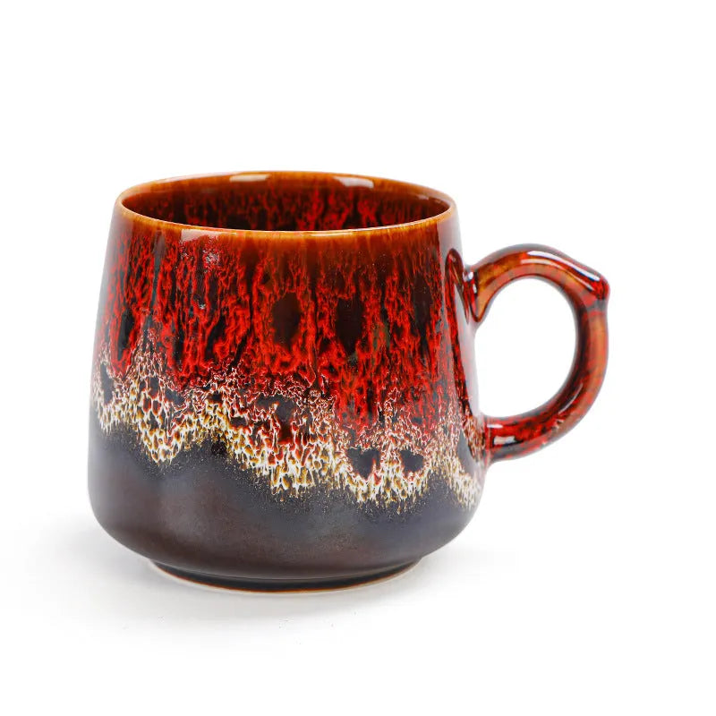 Ceramic large-capacity coffee mug with retro styling, 8.5cm tall with 8cm diameter
