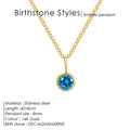 Entry Lux stainless steel U-shaped rhinestone pendant necklace in golden finish with month colour option
