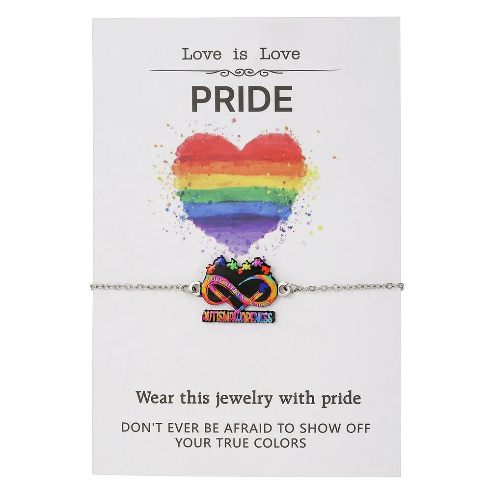 Stainless steel necklace and bracelet set with inspirational colour printing on the pendant and charm.