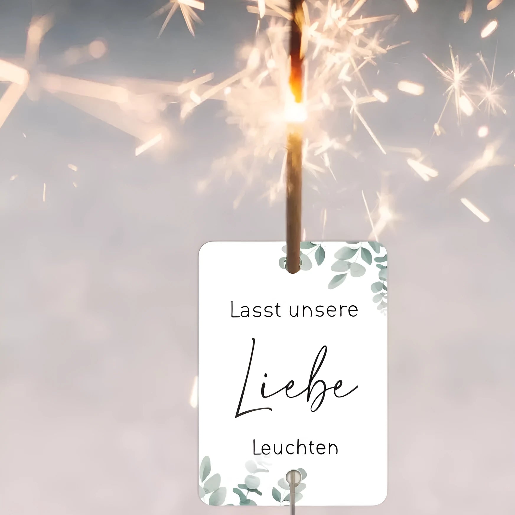 Fireworks 'I Make Love Sparkling' decorative labels on white card paper for celebration stationery