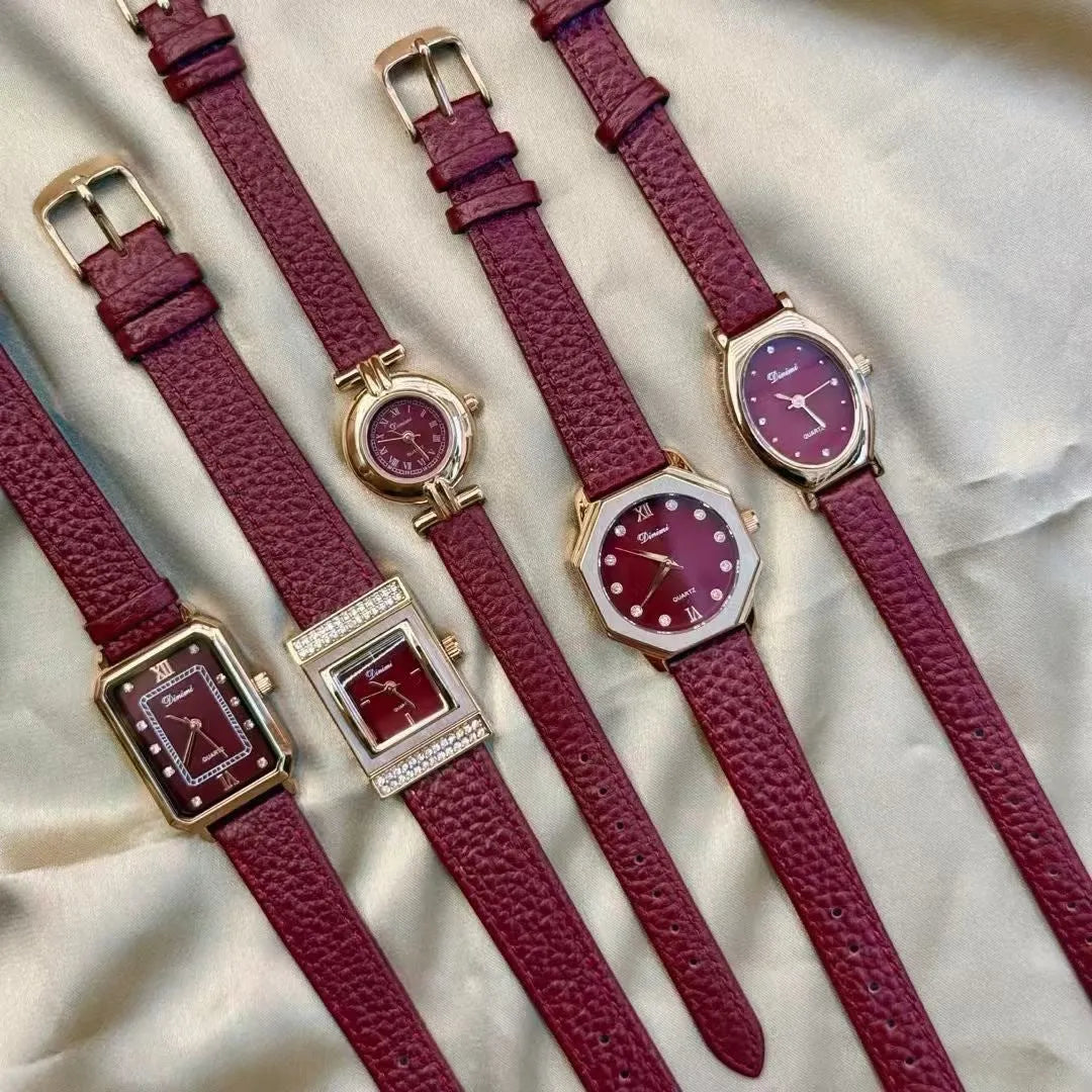 Alloy Chinese style women's wristwatch with 8mm thick case, showing choice of dial designs like octagonal or diamond.