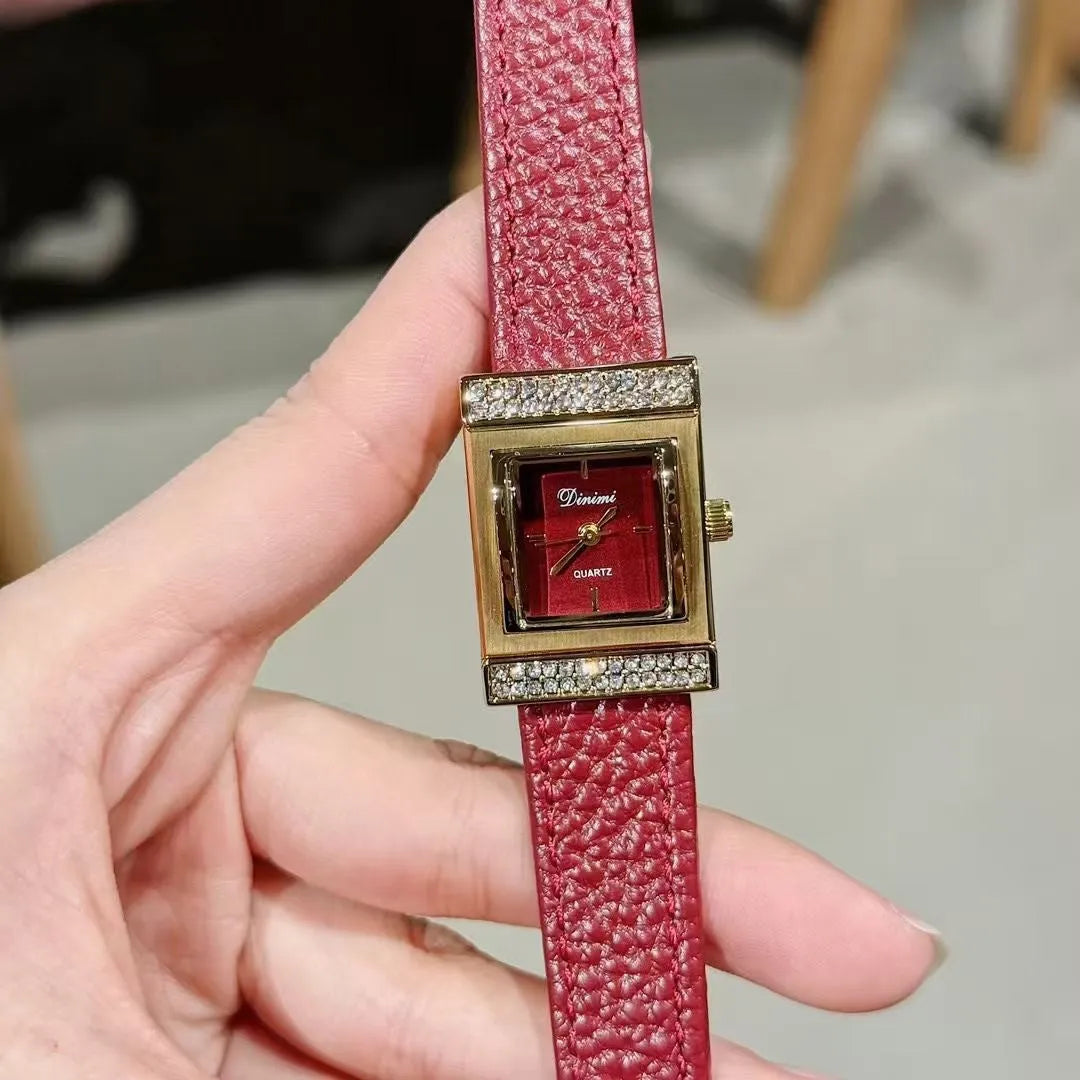 Alloy Chinese style women's wristwatch with 8mm thick case, showing choice of dial designs like octagonal or diamond.