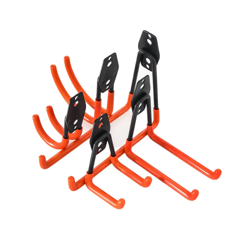 Carbon steel wire wrap board metal storage rack with a fixed hook in a bright orange finish.