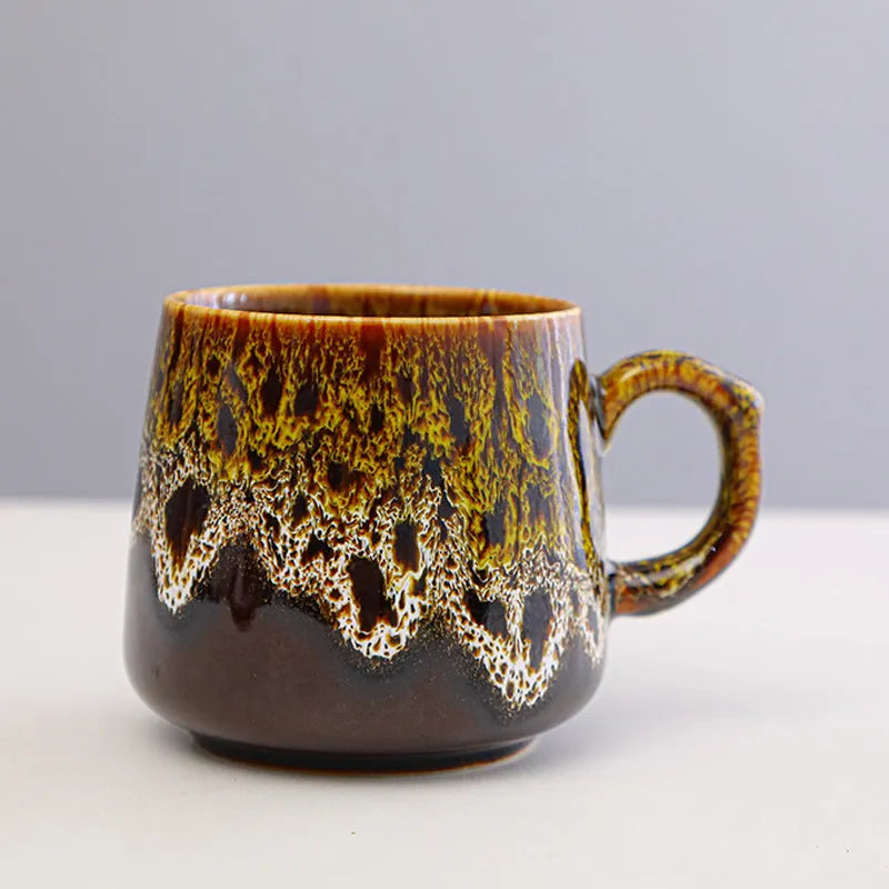 Ceramic large-capacity coffee mug with retro styling, 8.5cm tall with 8cm diameter