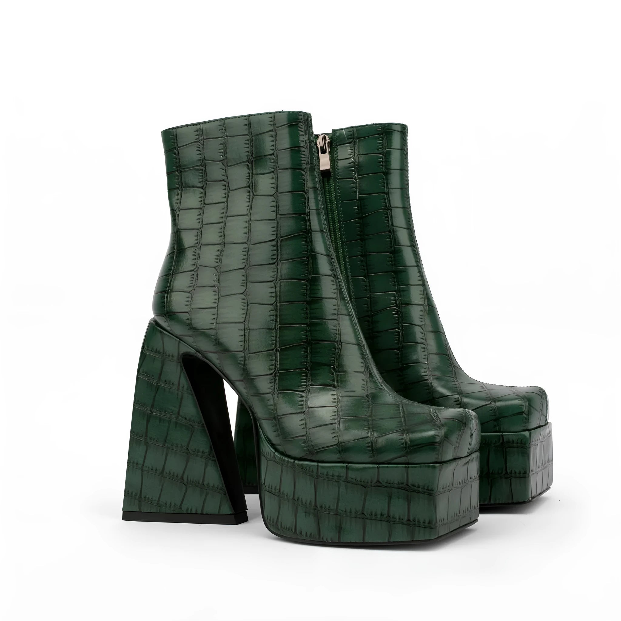 Women's ankle boot with a super high heel in a solid beige colour, made from artificial PU.