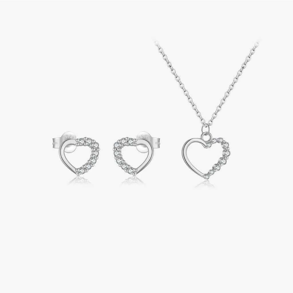 S925 sterling silver hollow heart necklace with choice of gold or platinum plating